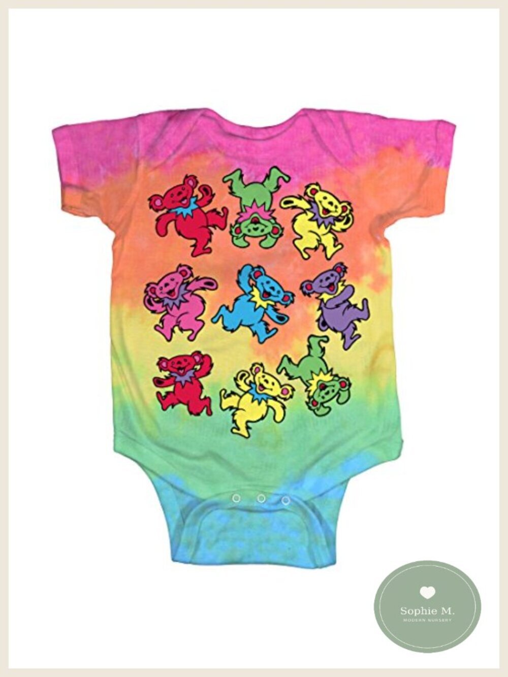 Baby Grateful Dead Dancing Bears Tie Dye Onesie 6-12M